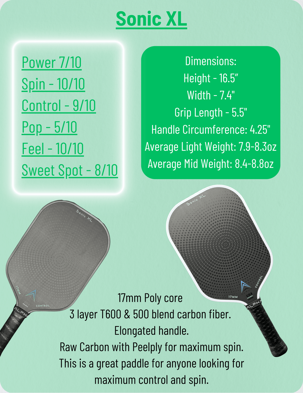 Alpha Sonic XL Pickleball Paddle