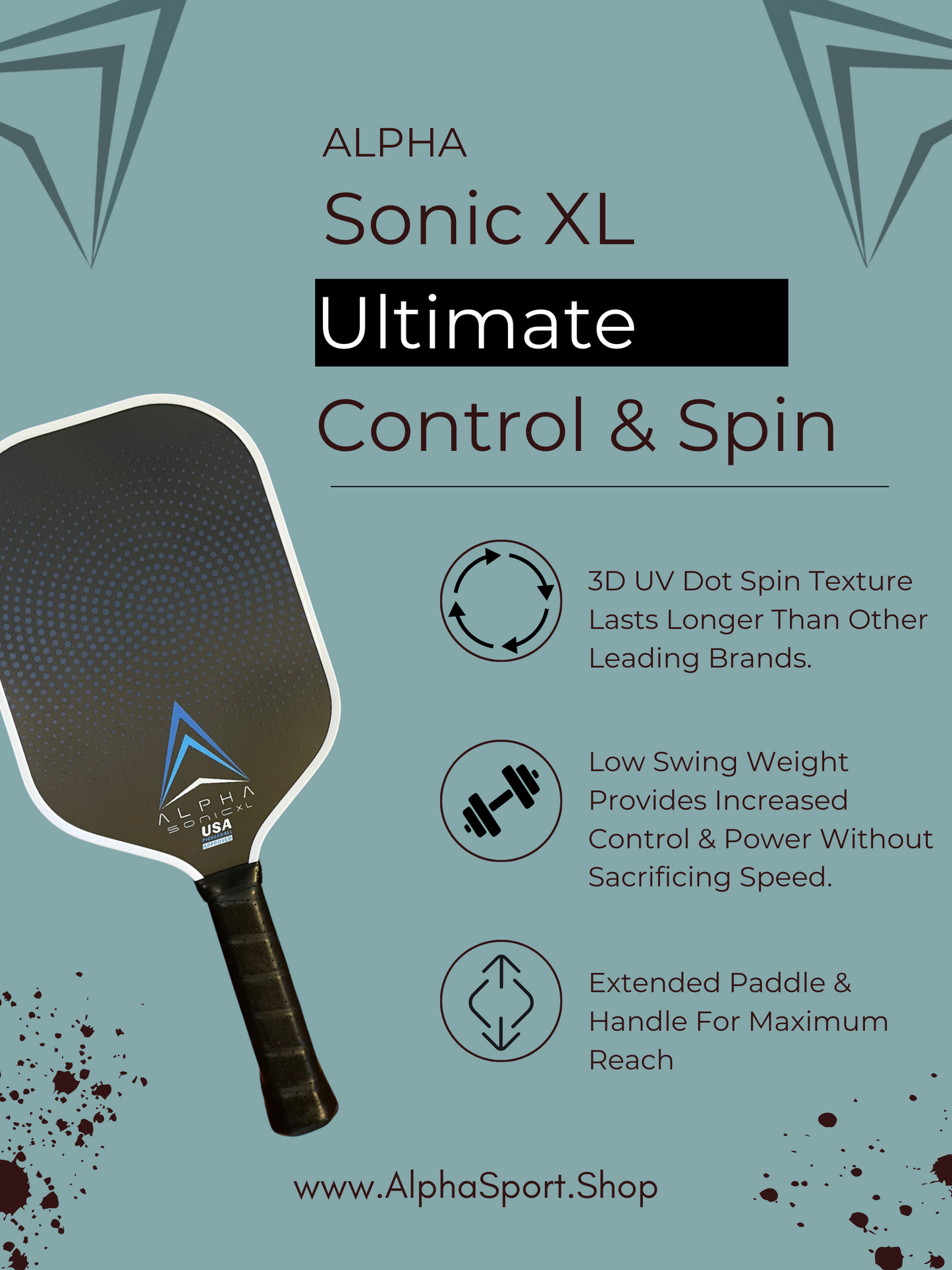 Alpha Sonic XL 17mm Raw Carbon Elongated Pickleball Paddle