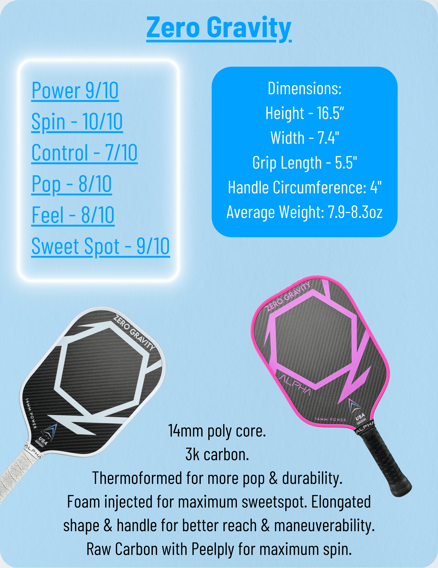 Alpha Zero Gravity Pickleball Paddle