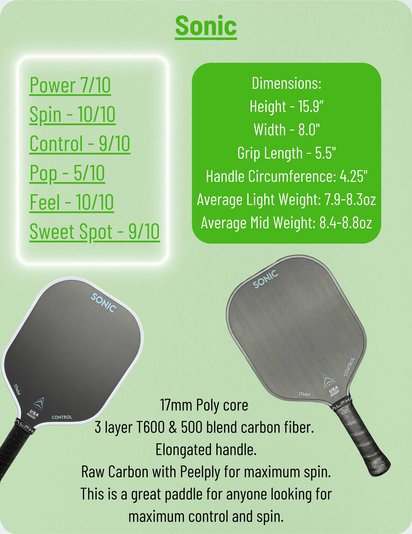 Alpha Sonic Pickleball Paddle 2024